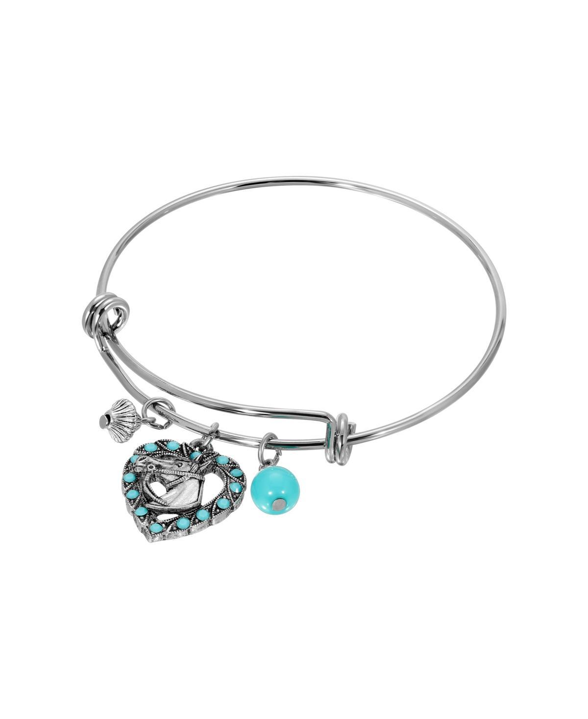 2028 Crystal Turquoise Heart Horse Head Bracelet Product Image