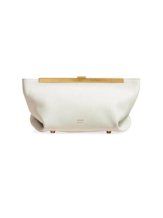 Aimee Leather Clutch In Optic White Product Image