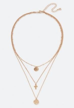 Kori Fine Layered Coin and Cross Necklace Product Image