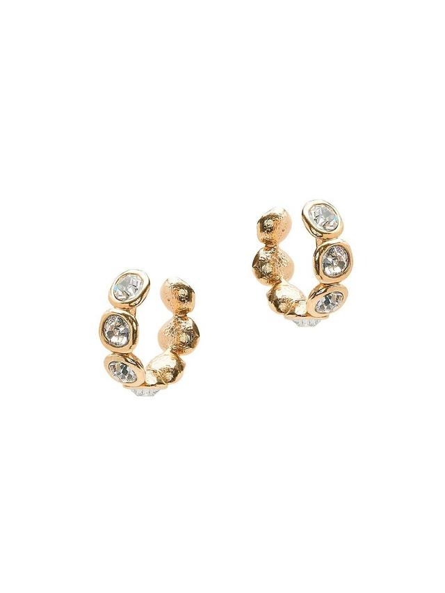 Womens Goldtone & Crystal Hoop Earrings Product Image