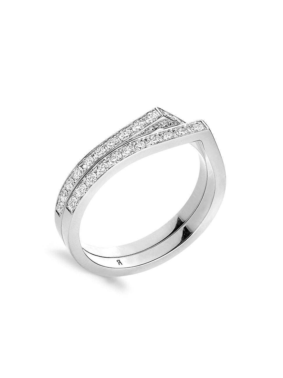 Womens Antifer 18K White Gold & Pav Diamond 2-Row Ring Product Image