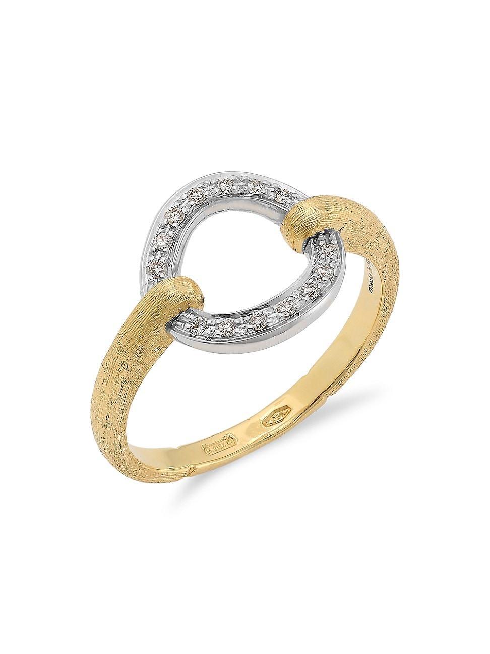 Womens Jaipur Two-Tone 18K Gold & Diamond Flat-Link Ring Product Image