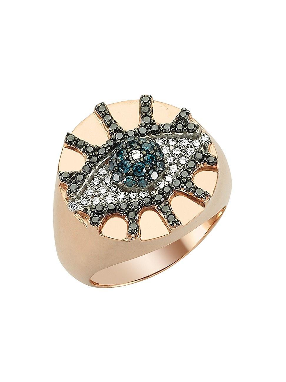 Womens Eye Light 14K Rose Gold & Multicolor Diamond Ring Product Image