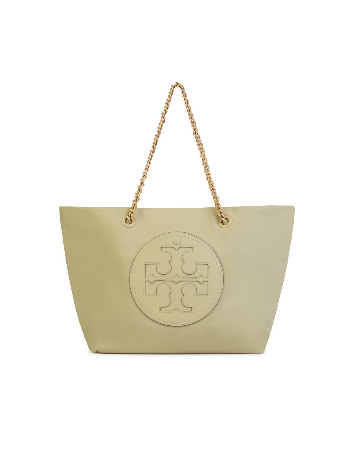 Ella Chain Tote' Bag In Light Green 'canvas' In Neutrals Product Image