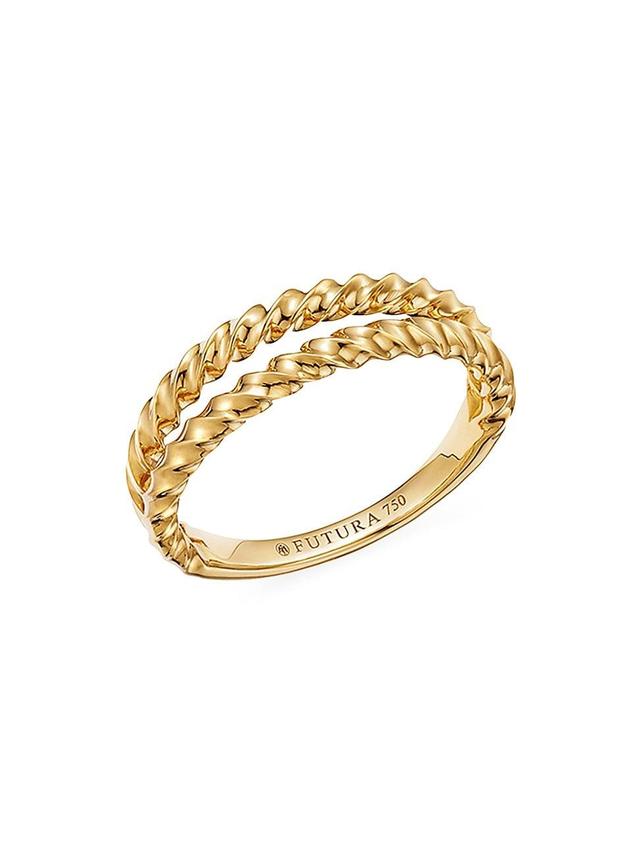 Womens Contemporary Sole 18K Yellow Gold Twisted Double-Band Ring Product Image