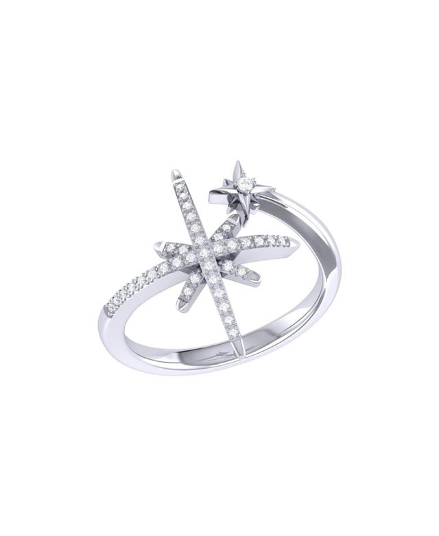 LuvMyJewelry North Star Duo Design Sterling Silver Diamond Women Ring Product Image