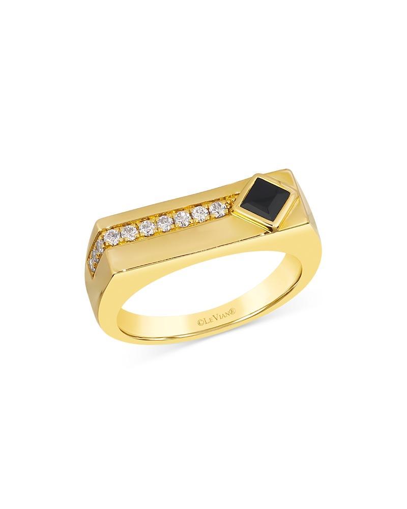 Bloomingdales Fine Collection Mens Onyx & Champagne Diamond Ring in 14K Yellow Gold Product Image