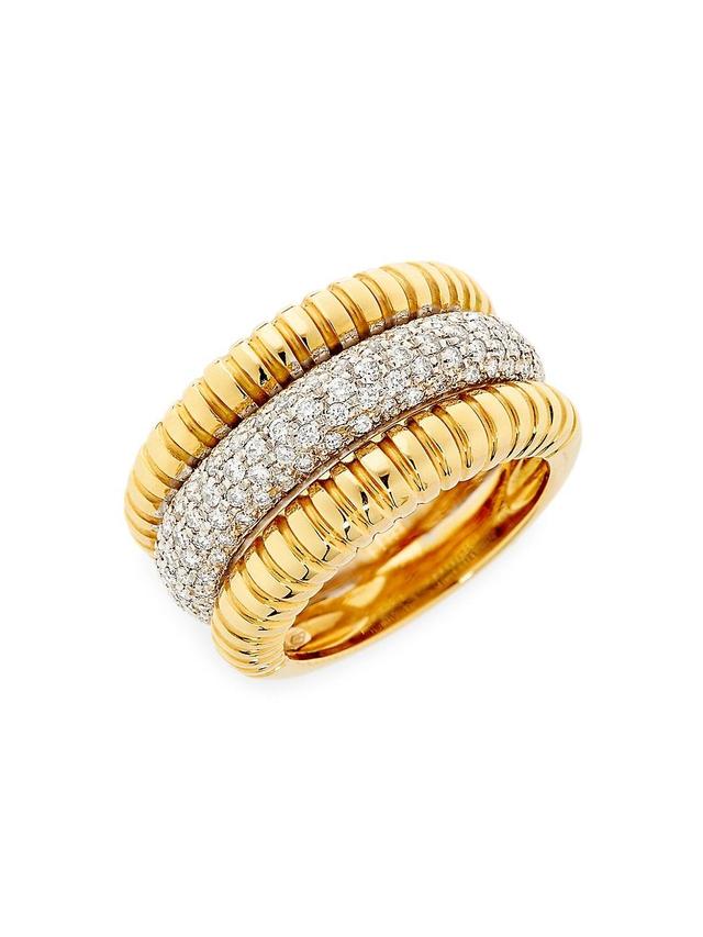 Womens Via Mercanti 18K Yellow Gold,White Gold & .80 Tcw Diamond Triple Band Ring Product Image