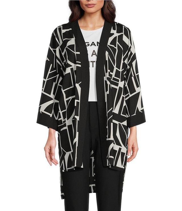 KARL LAGERFELD PARIS Oversized Geo-Printed Open Front Kimono Jacket Product Image