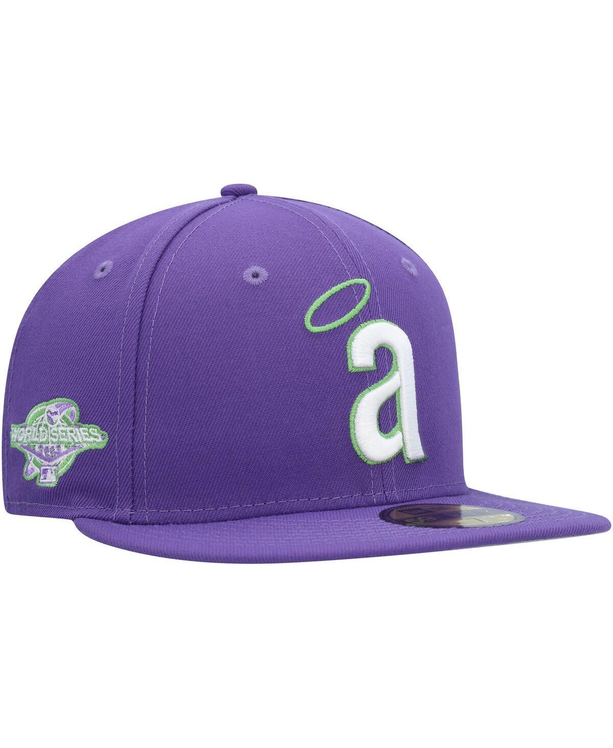 Mens New Era Purple California Angels Cooperstown Collection Lime Side Patch 59FIFTY Fitted Hat Product Image