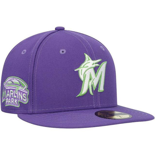 Mens New Era Miami Marlins Lime Side Patch 59FIFTY Fitted Hat Product Image