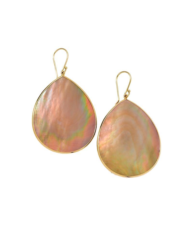 Ippolita 18K Yellow Gold Polished Rock Candy Brown Shell Large Teardrop Earrings Product Image