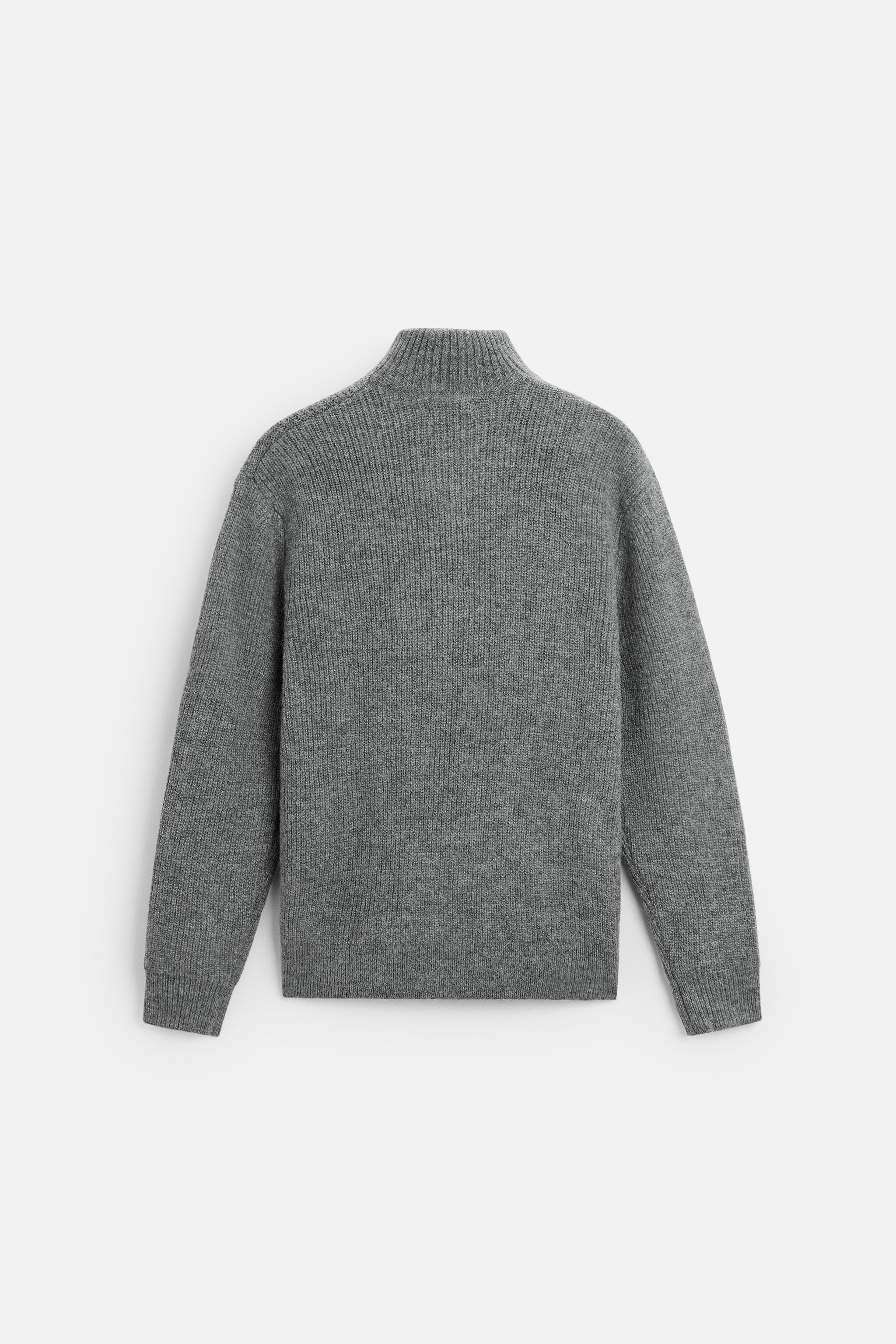 TEXTURED ZIPPERED COLLAR SWEATER Product Image