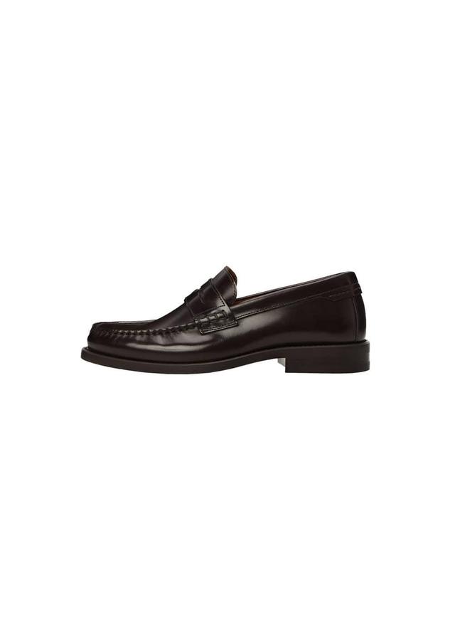 MANGO MAN - Leather penny loafers burgundyMen Product Image