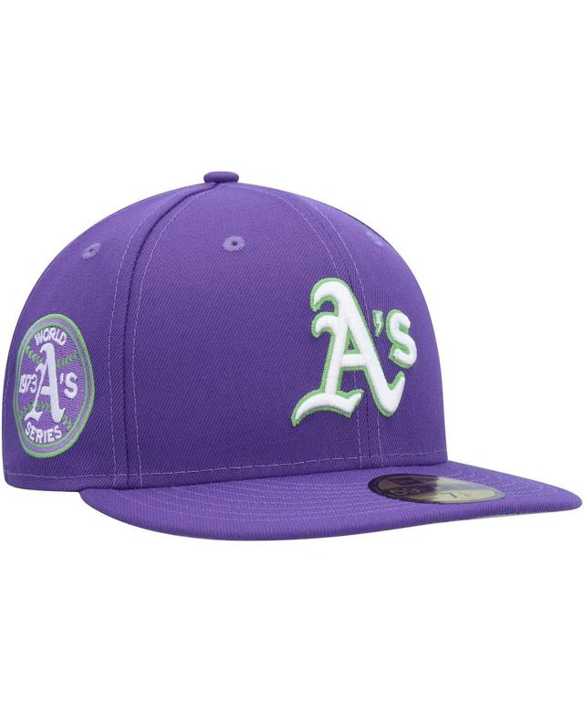 Mens New Era Purple Oakland Athletics Lime Side Patch 59FIFTY Fitted Hat Product Image