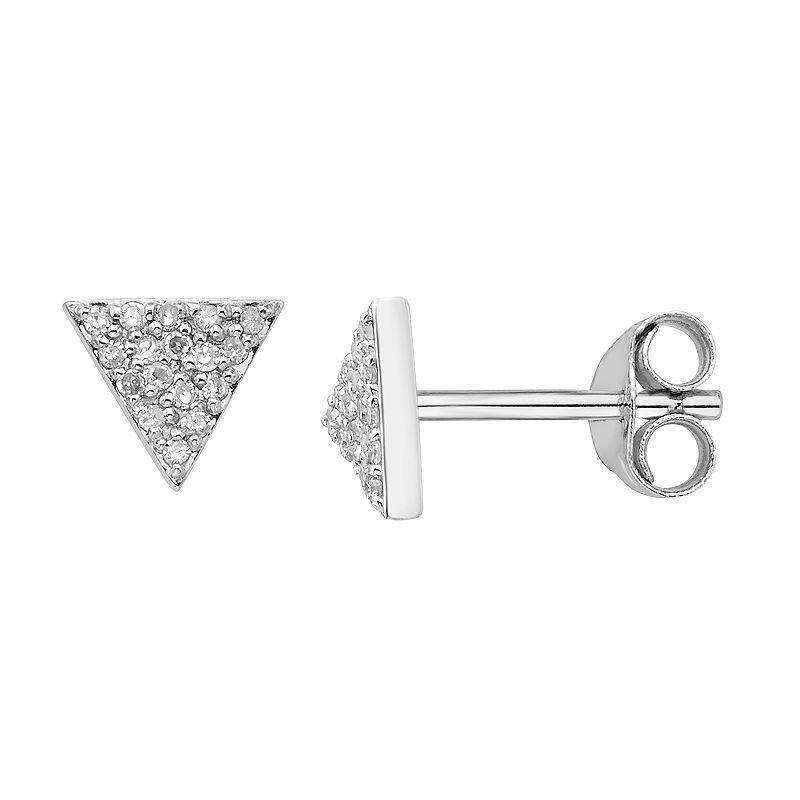 10K Gold 1/10 Carat T.W. Diamond Triangle Earrings, Womens, White Product Image