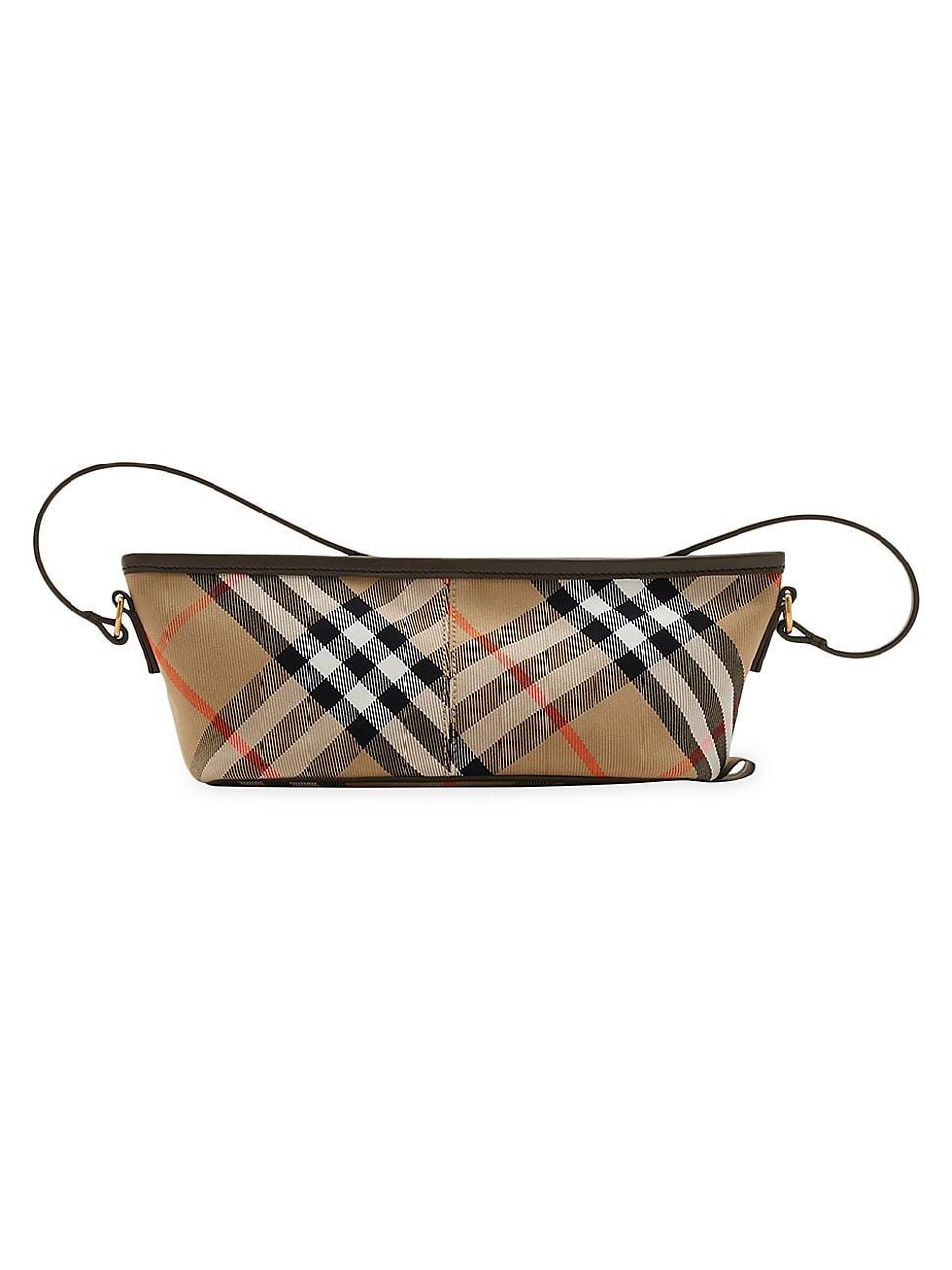 Womens Mini Check Cotton Twill Shoulder Bag Product Image