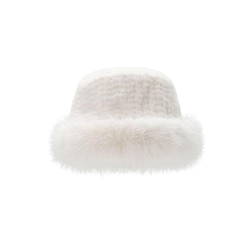 Plain Fluffy Faux Fur Bucket Hat Product Image