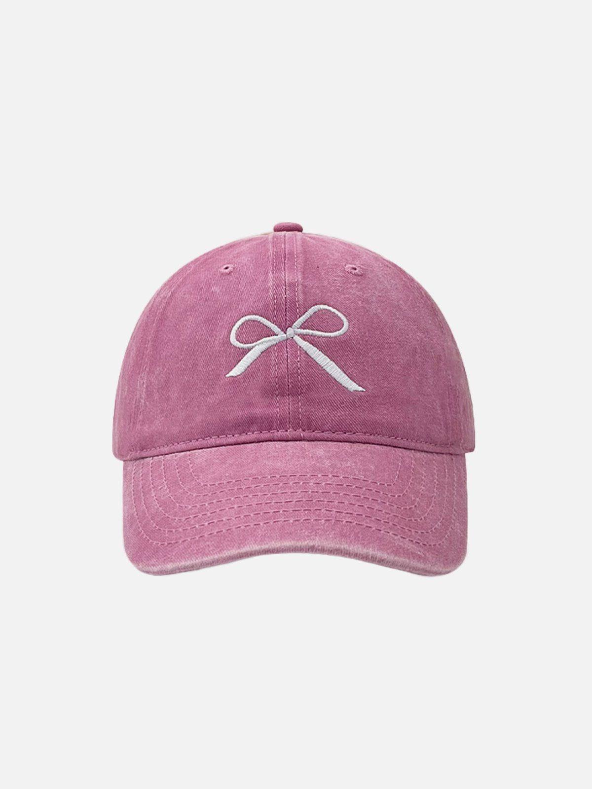 Embroidery Bow Washed Hat Product Image