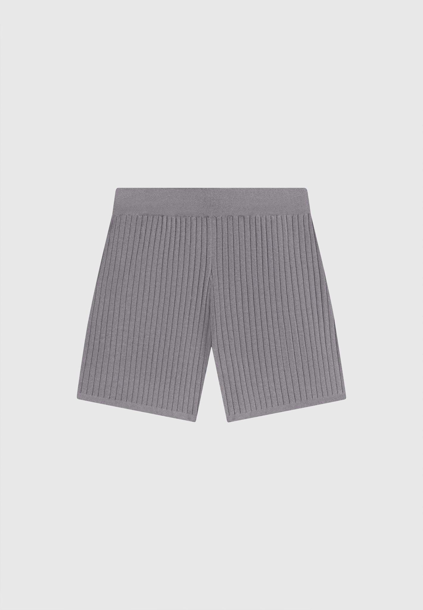 Ribbed Knit Shorts - Grey Male Product Image