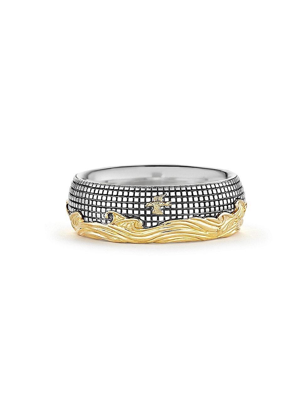 Mens Waves Band Ring with 18K Yellow Gold Product Image