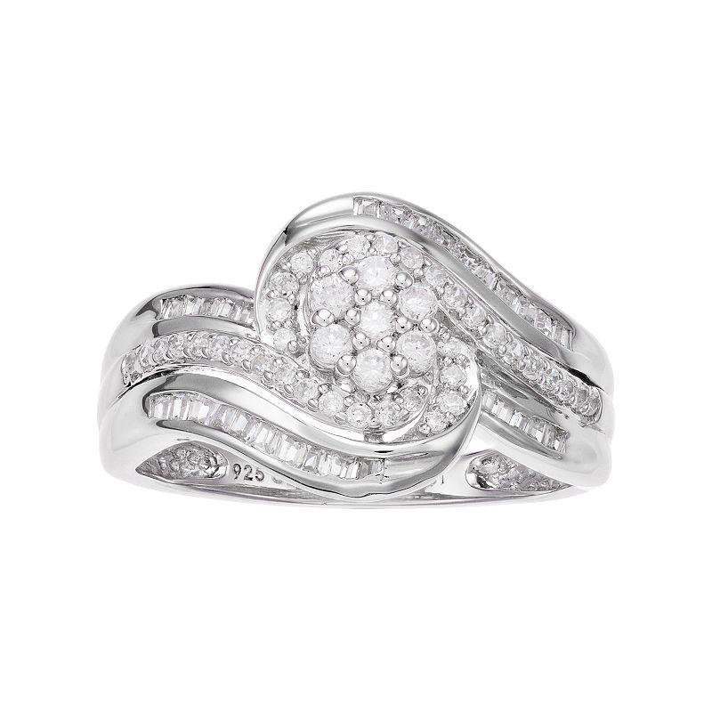 10k White Gold 1/2 Carat T.W. Cluster Diamond Ring, Womens Product Image