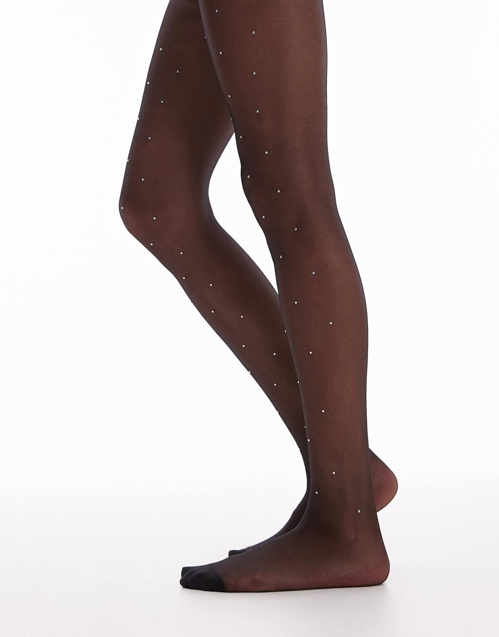 Topshop diamante tights in black Product Image