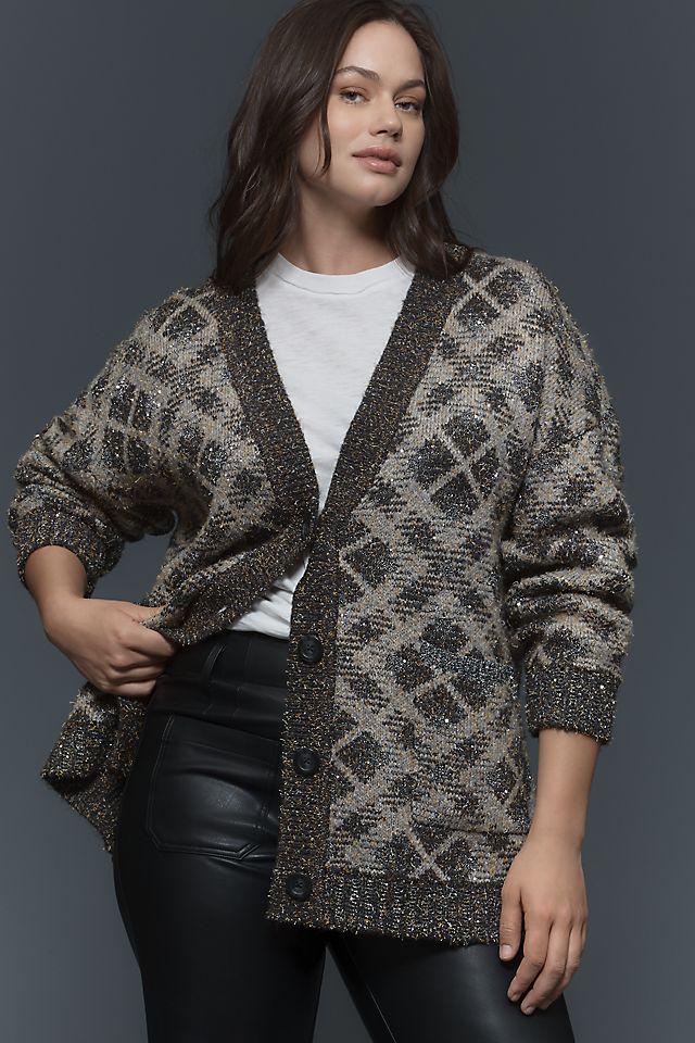 Maeve Sparkle V-Neck Cardigan Sweater Product Image