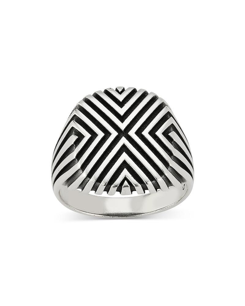 Milanesi And Co Mens Sterling Silver Textured Chevron Statement Ring Product Image