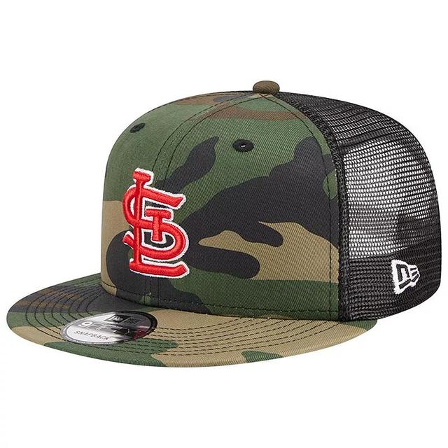 Mens New Era Camo St. Louis Cardinals Woodland Camo Trucker 9FIFTY Snapback Hat Product Image