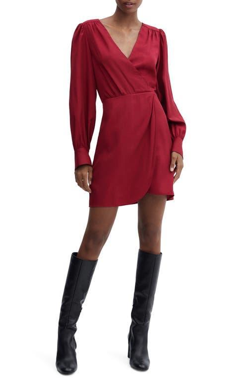 MANGO Long Sleeve Faux Wrap Minidress Product Image