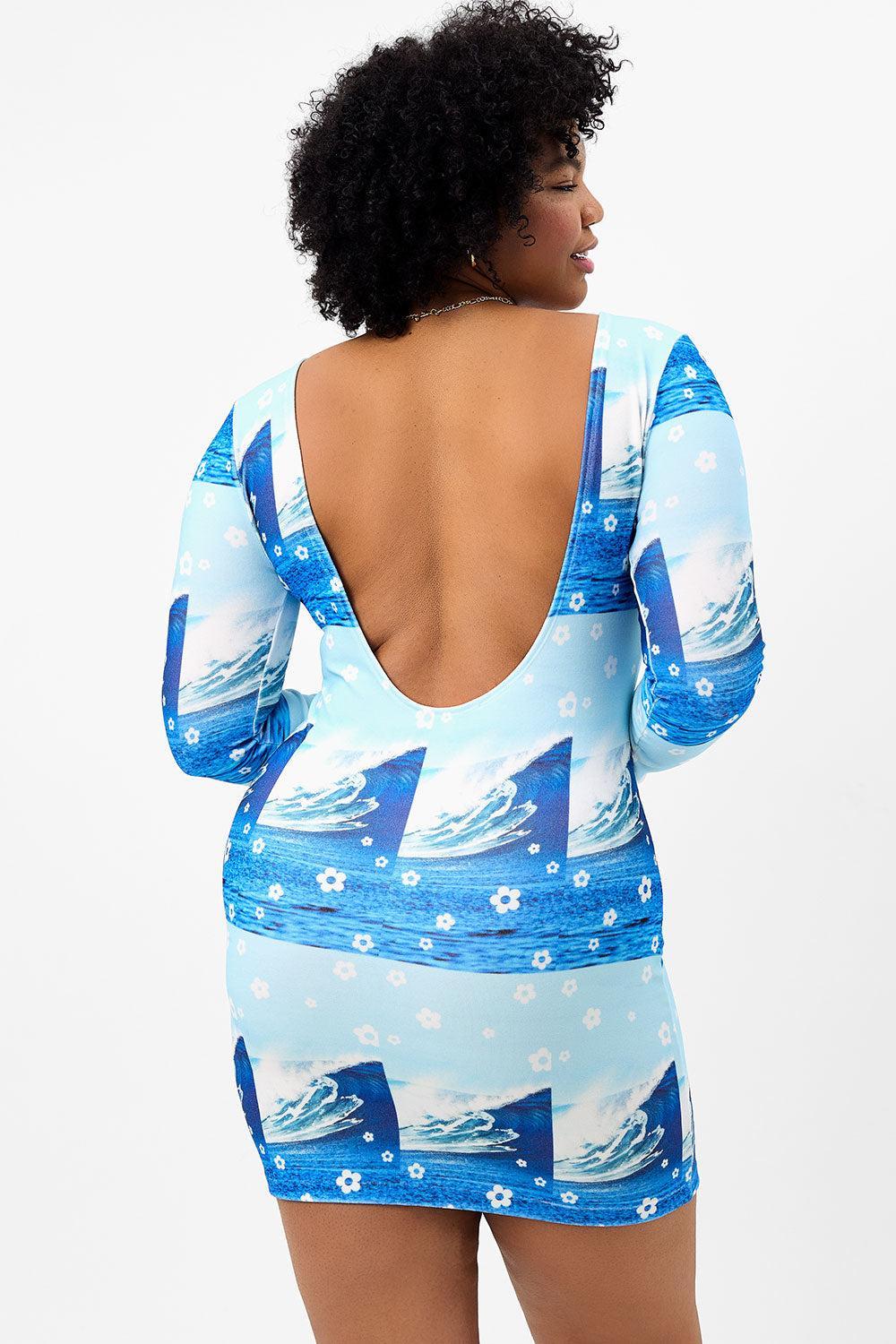 Boz Terry Long Sleeve Dress - Blue Tides Product Image