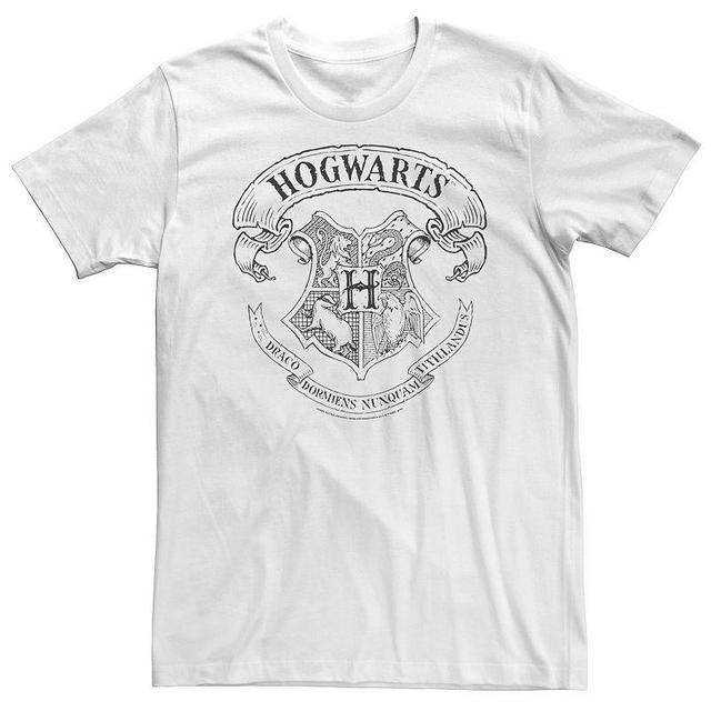 Big & Tall Harry Potter Simple Hogwarts Crest Outline Tee, Mens White Product Image