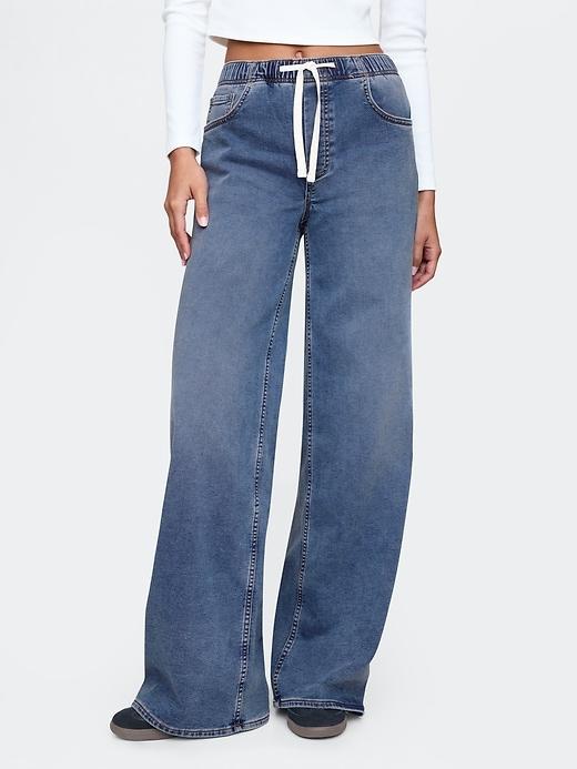 Mid Rise Knit Easy Baggy Jeans Product Image