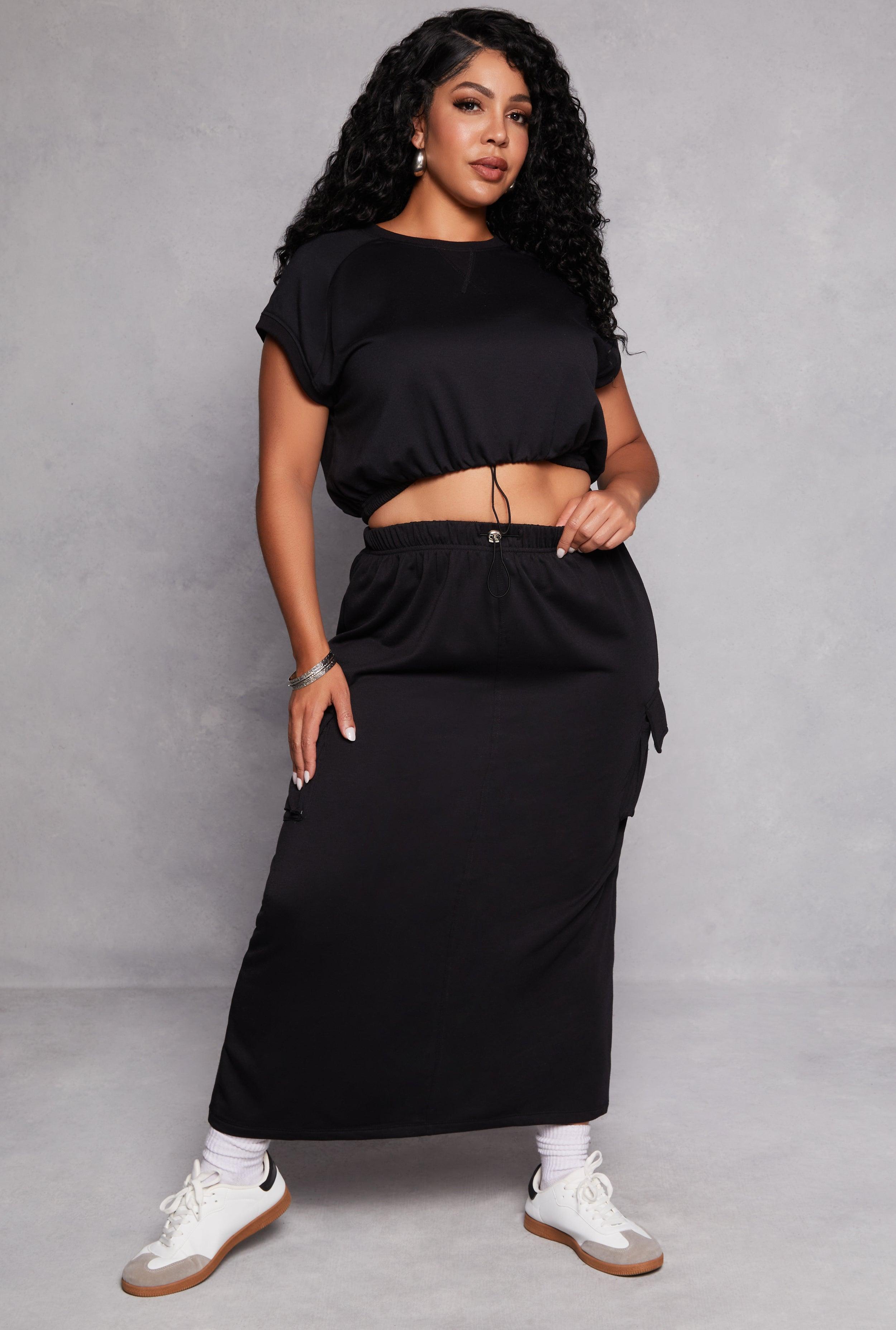 Womens Plus Size Almost Famous Cargo Maxi Skirt Product Image