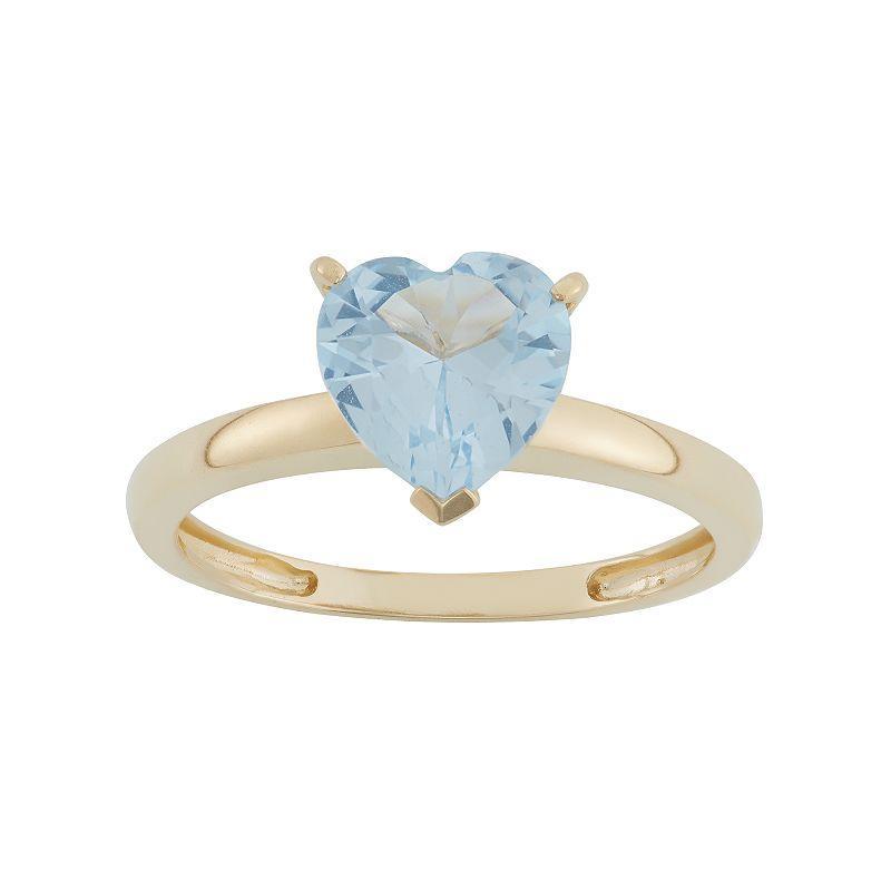 Designs by Gioelli Lab-Created Aquamarine 10k Gold Heart Ring, Womens Blue Product Image