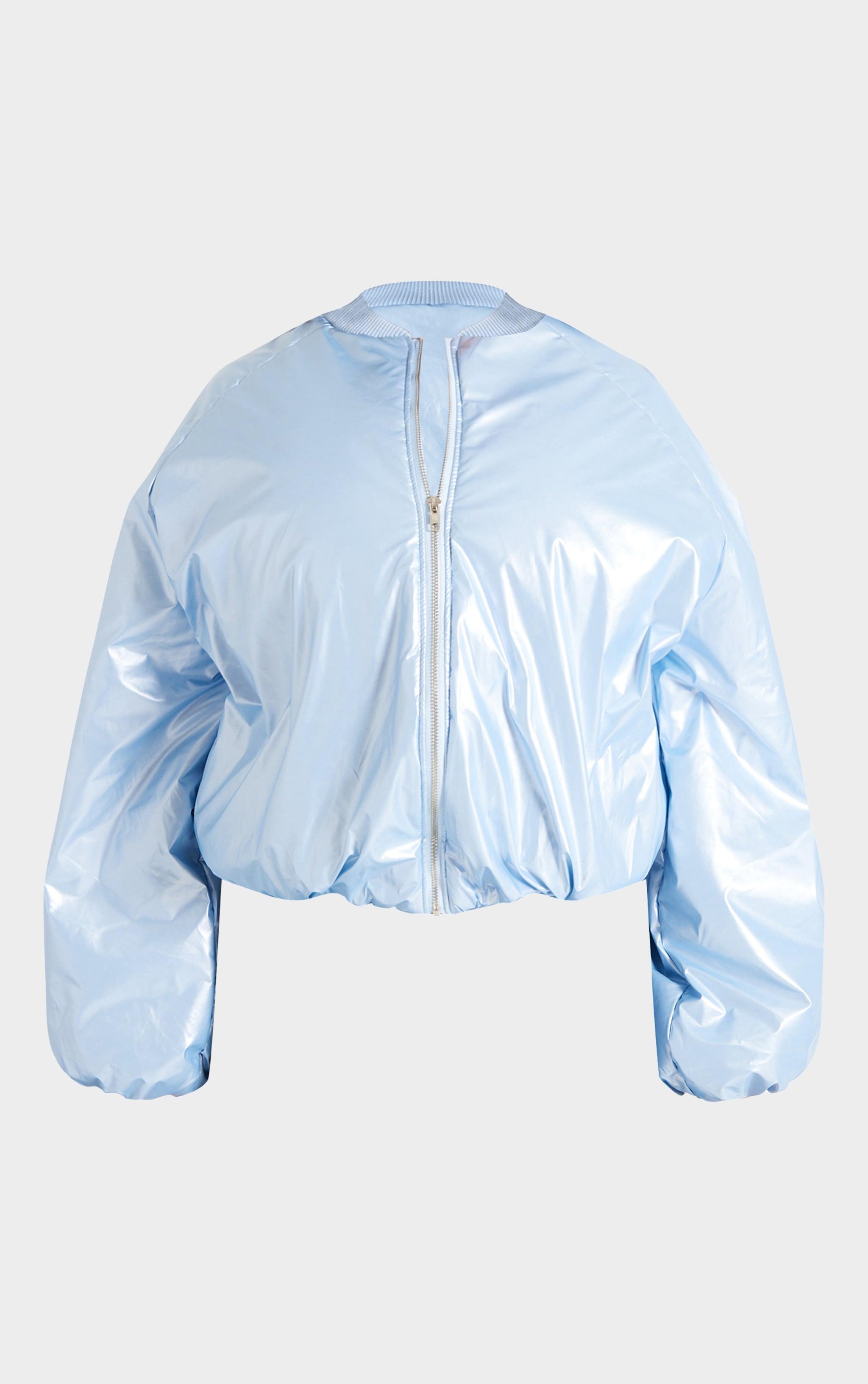 Plus Blue Oversized Bomber Puffer Jacket Product Image