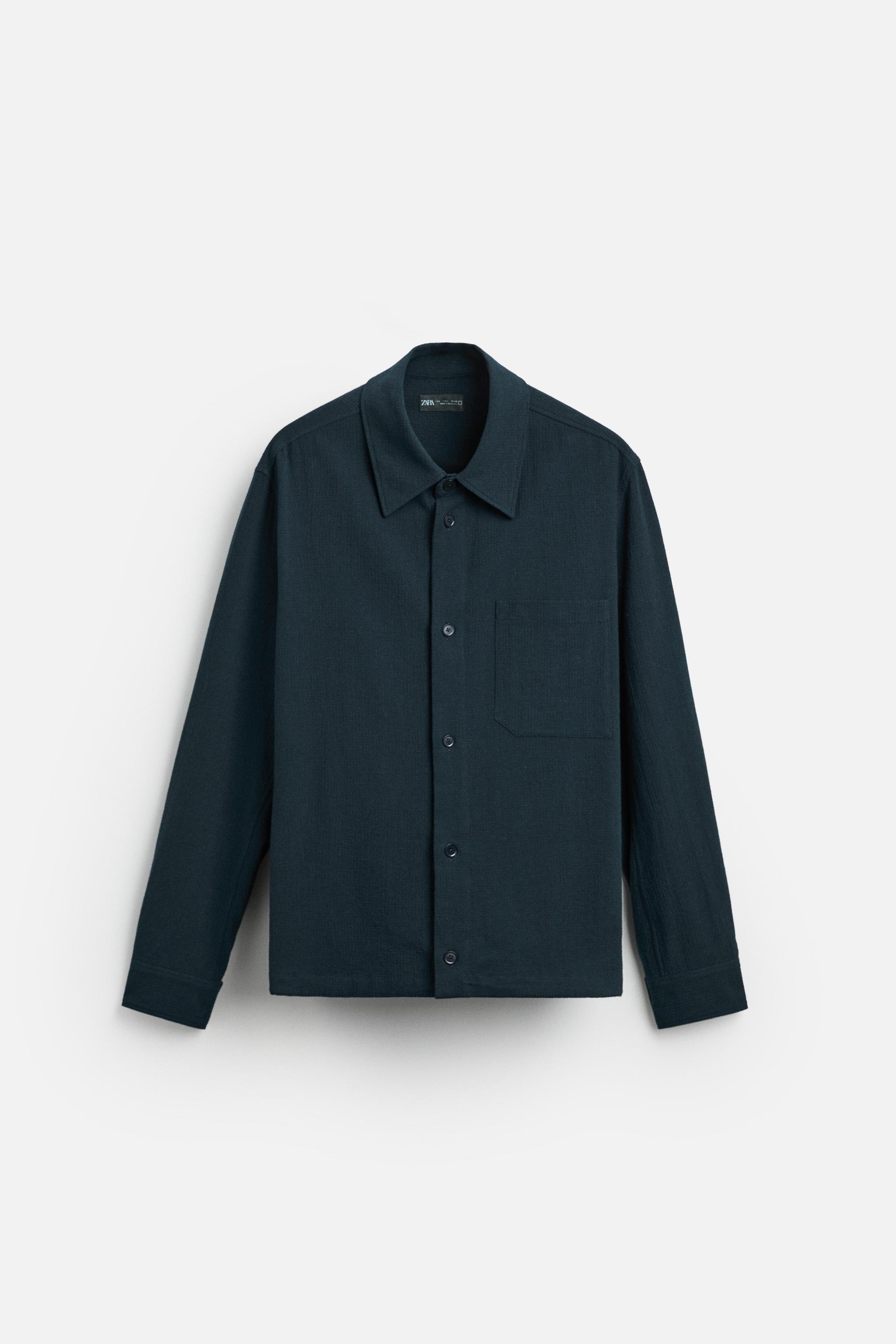 COTTON LINEN BLEND SEERSUCKER OVERSHIRT Product Image