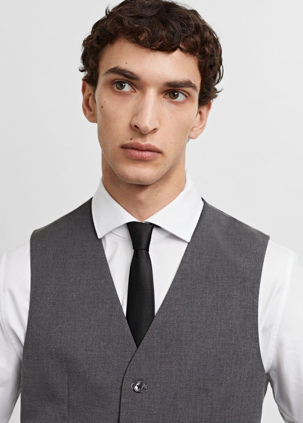 Mango Mens Slim-Fit Suit Vest - Gray Product Image