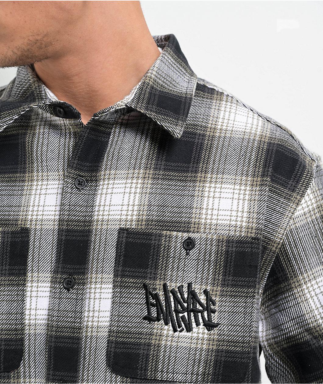 Empyre Browser White & Black Plaid Flannel Shirt Product Image