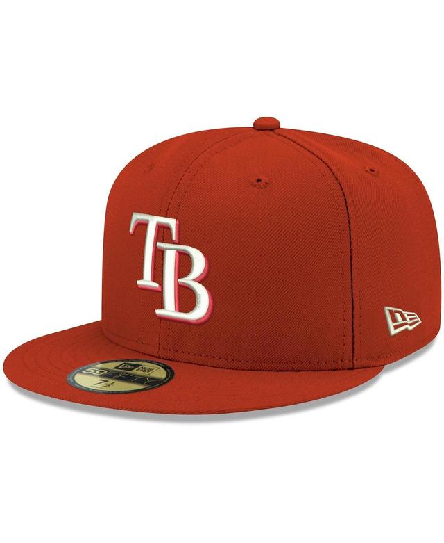 Mens Red Tampa Bay Rays Logo White 59FIFTY Fitted Hat Product Image