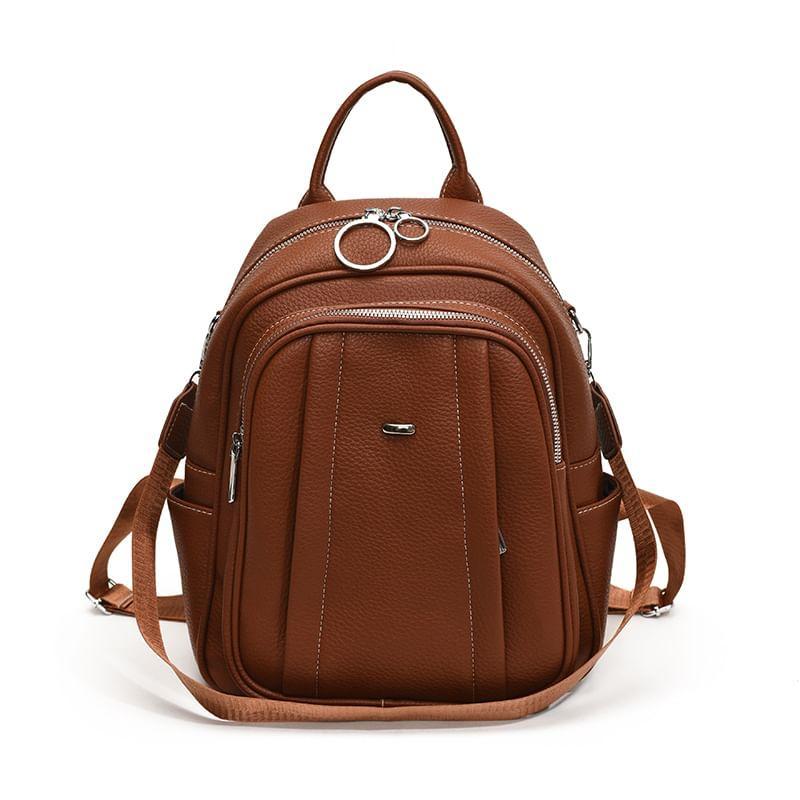 Multi-Pocket Faux Leather Backpack product image