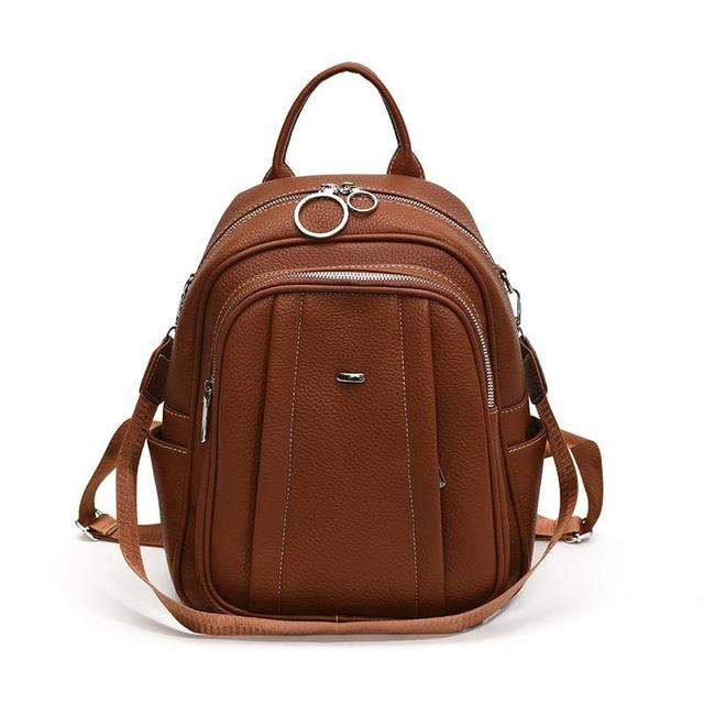 Multi-Pocket Faux Leather Backpack Product Image