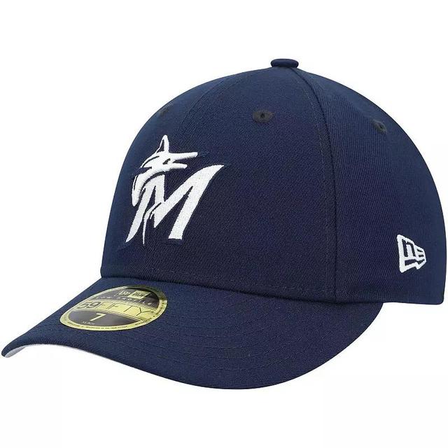 Mens New Era Miami Marlins Oceanside Low Profile 59FIFTY Fitted Hat Blue Product Image