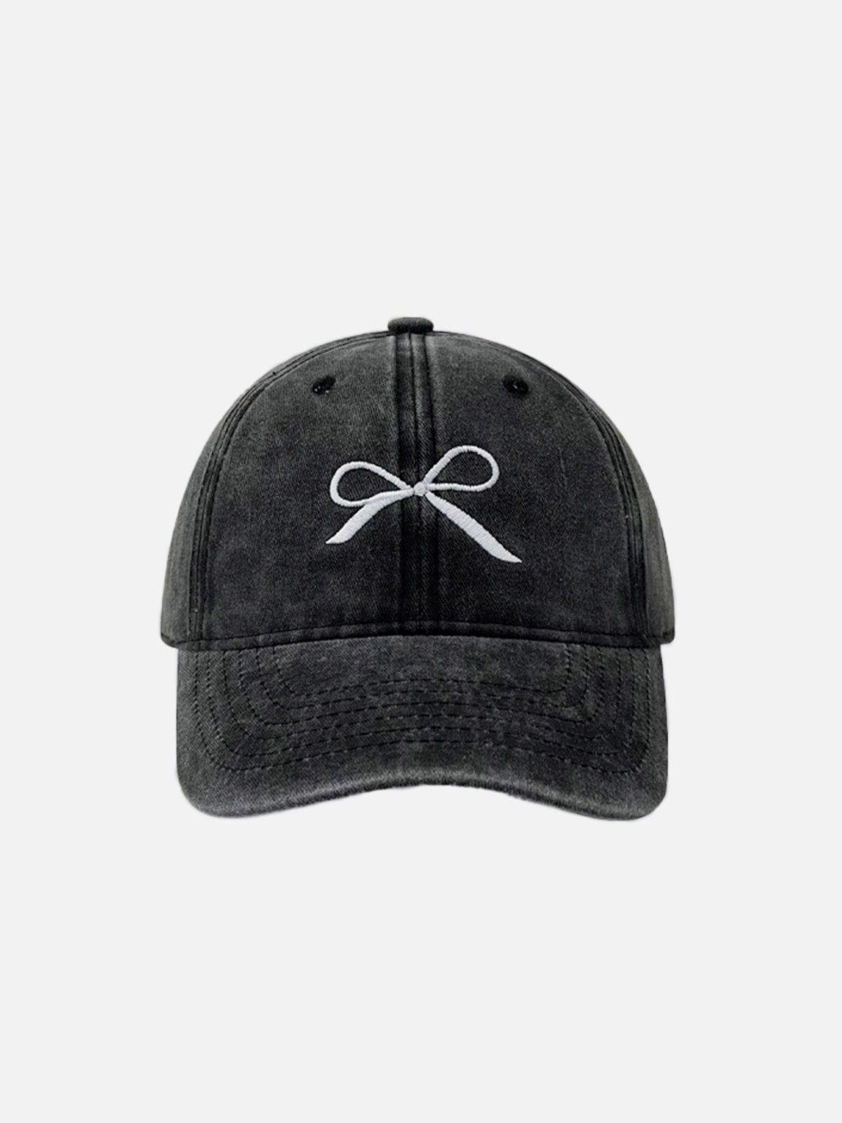 Embroidery Bow Washed Hat Product Image