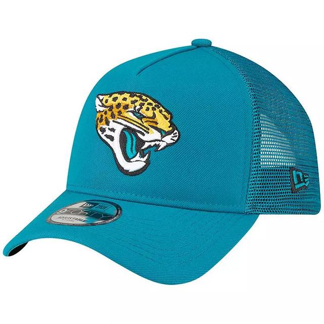 Mens New Era Teal Jacksonville Jaguars A-Frame Trucker 9FORTY Adjustable Hat Product Image