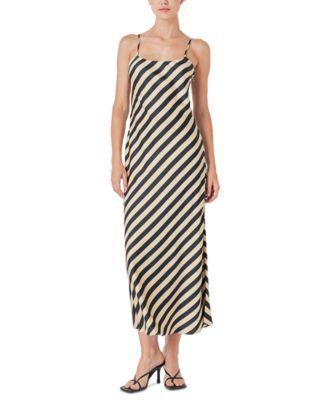 endless rose Womens Striped Sleeveless Maxi Dress - Cream Product Image