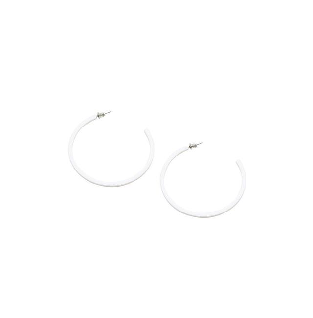 Sohi Womens White Minimal Hoop Earrings Product Image