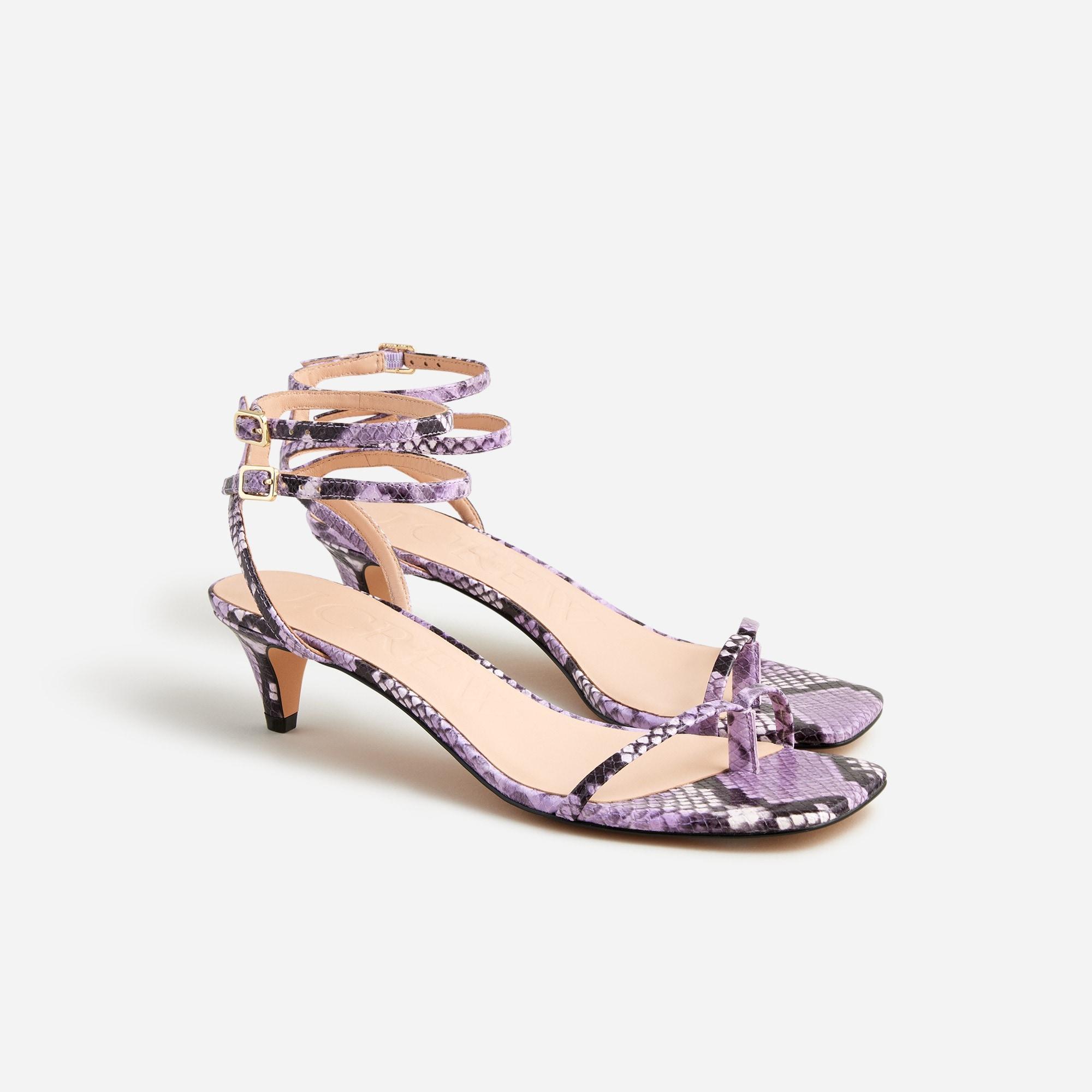 Zadie double ankle-strap heels in snake-embossed leather Product Image