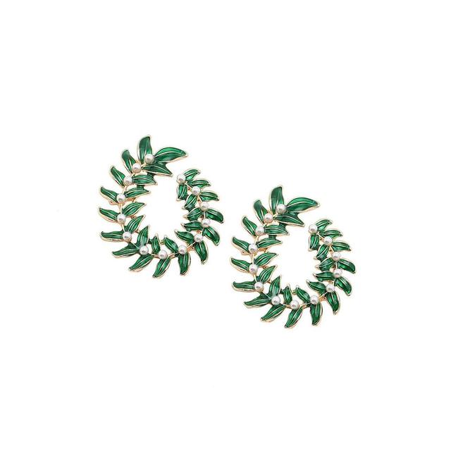 Sohi Womens Green Wreath Drop Earrings Product Image